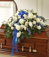 Blue & White Mixed Half Casket Cover