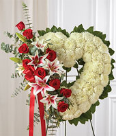 Red & White Mixed Standing Open Heart