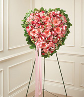 Pink Mixed Flower Solid Standing Heart